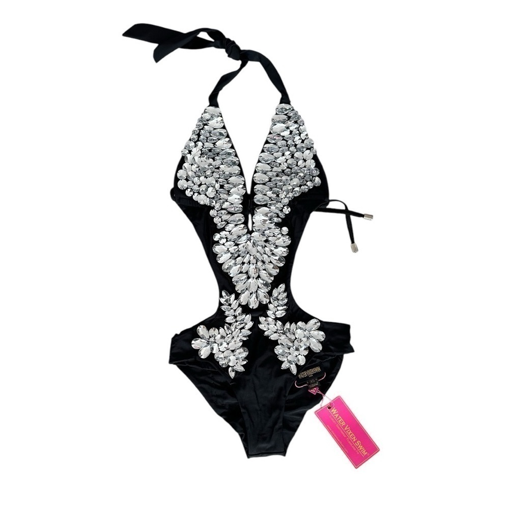Water Vixen Swim Crystal Couture Handmade One Piece Swimsuit
